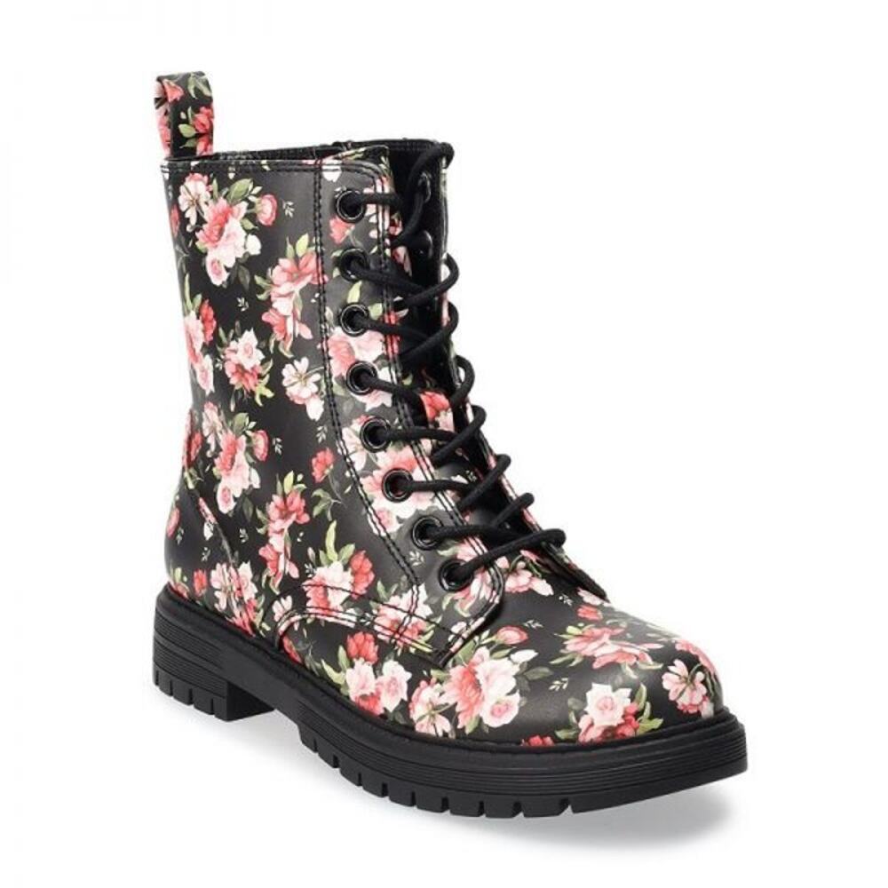 Jellypop Boots Womens Size 9M Black Ramsey Floral Chunky Combat Y2K 90's - Picture 3 of 16